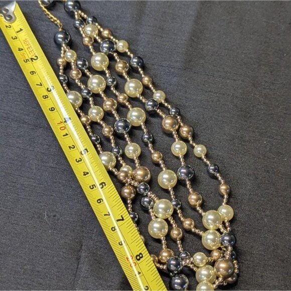 3 for $30 Vintage multistrand necklace, gold, Champaign and black beads, - Picture 8 of 8